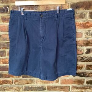 Nautica Navy Blue Pleated Front Chino Shorts Men's Size 36W